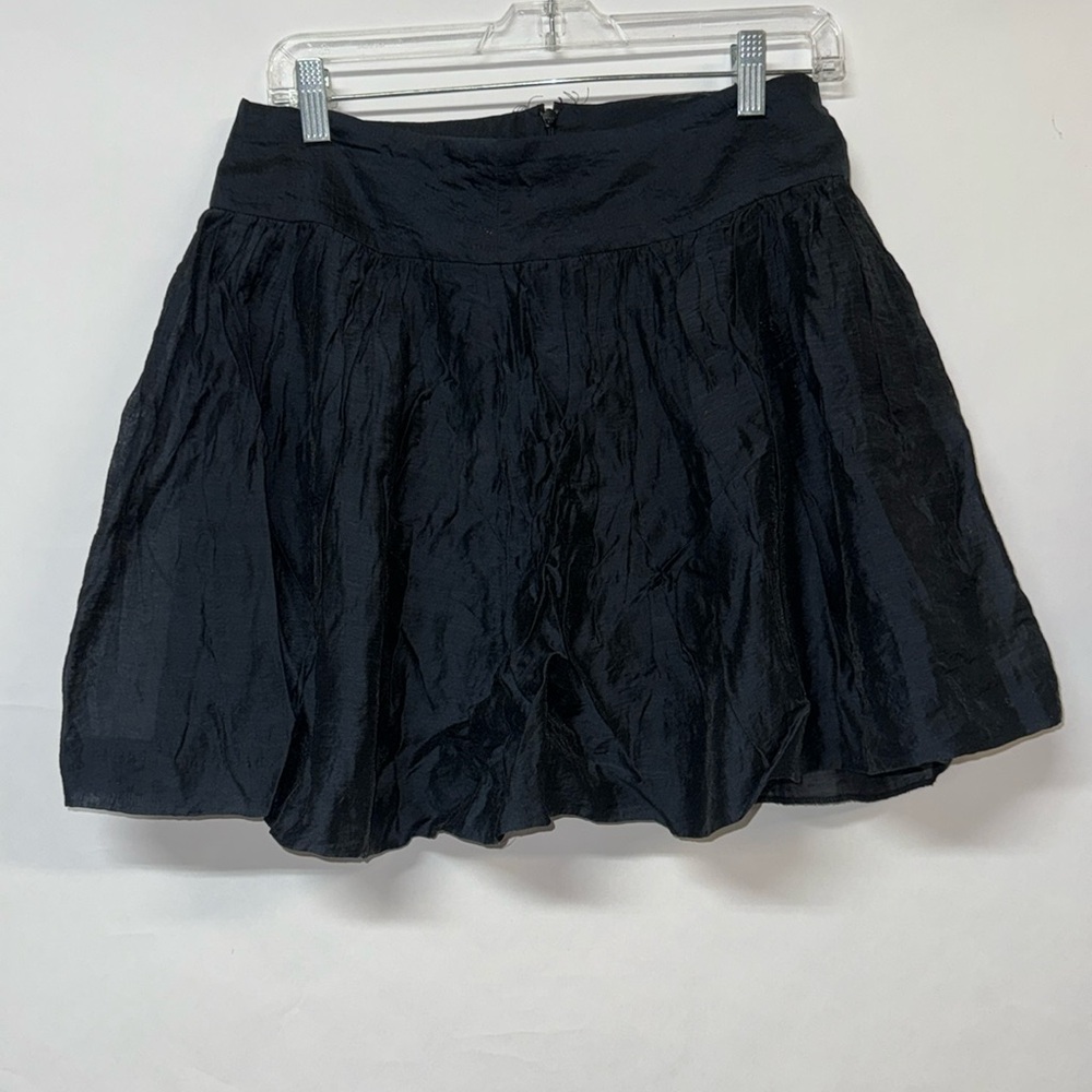 Express Black Lyocell Bubble‎ Mini Skirt 2 Y2K Flowy Going Out Lined
